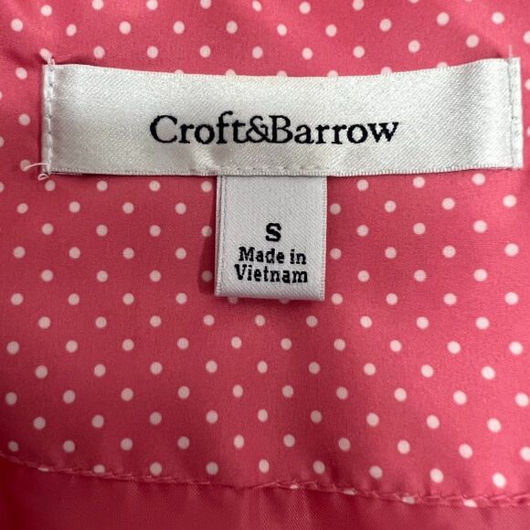 Croft & Barrow Lightweight Polka Dot Coral White Zip Quilted Vest Size S - Picture 6 of 12